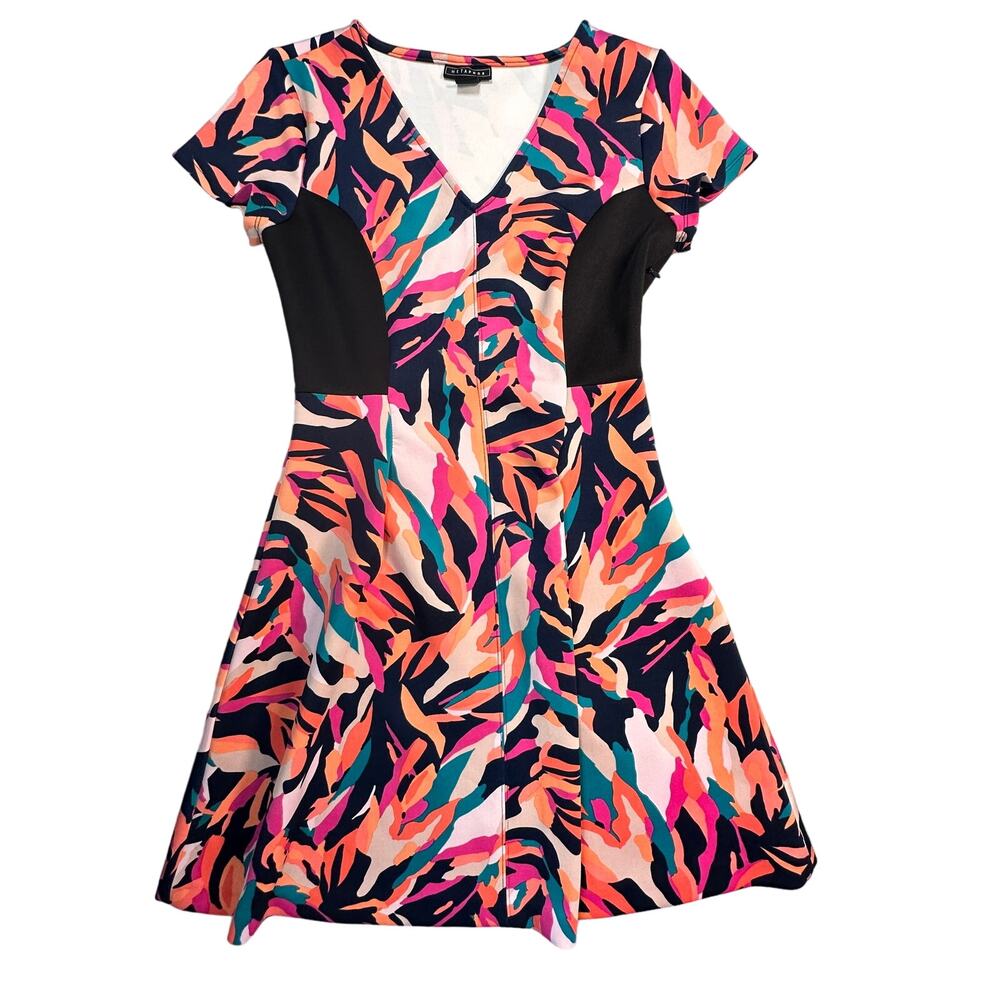 Metaphor Dress Womens Small Multicolor Abstract Print Artsy Festive Flirty Fun